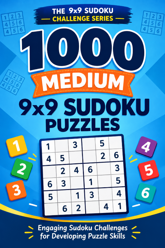 1000 MEDIUM 9×9 SUDOKU PUZZLES cover