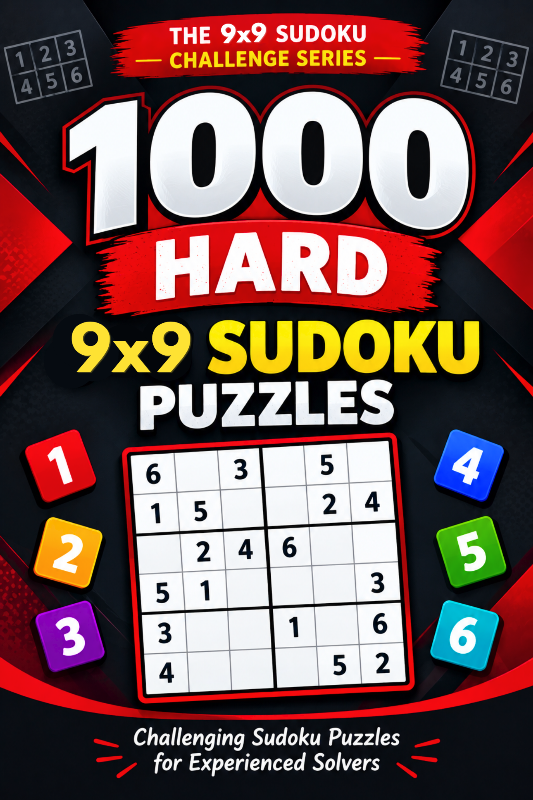 1000 HARD 9×9 SUDOKU PUZZLES cover